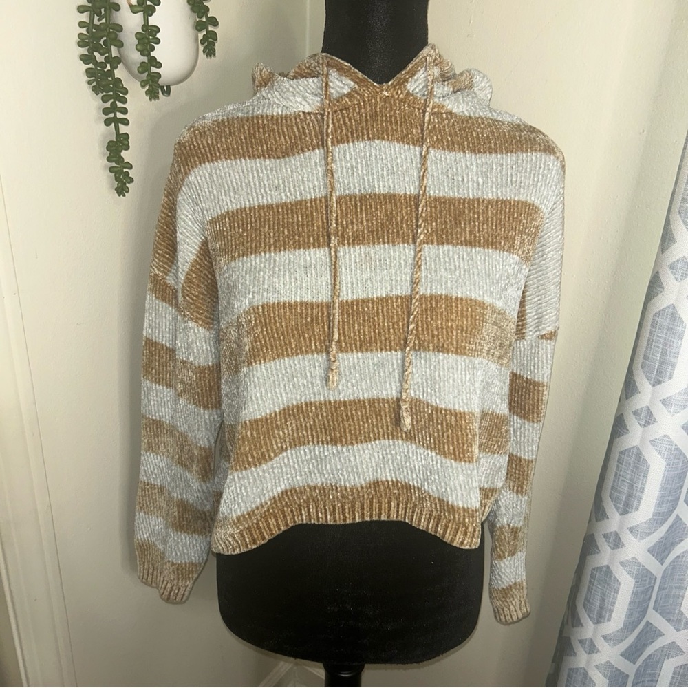 Striped Tan and White Women's Sweater